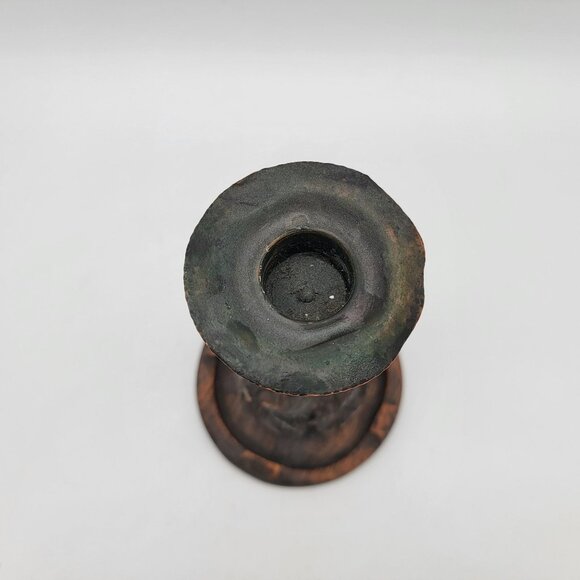 Pair of Antique Charles Rohlfs Hand-Carved Oak Candlesticks - Picture 3 of 5